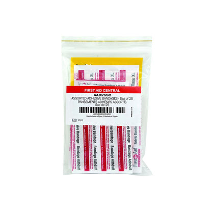 First Aid Central Assorted Adhesive Bandages - 25/pack Bag