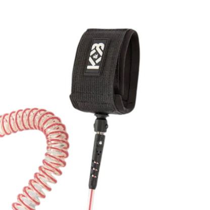 K&B Sport Coiled Paddle Foot Leash - Raspberry