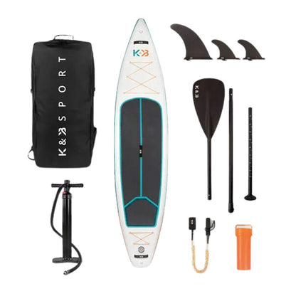 K&B Sport Touring Inflatable Paddle Board 12' - White