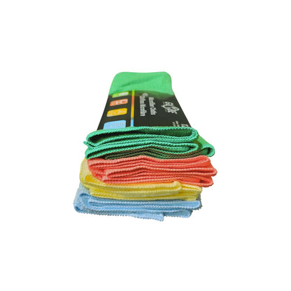 Globe Commercial Products 14"x14" Microfiber Cloths Assorted Colors (12 Pack)