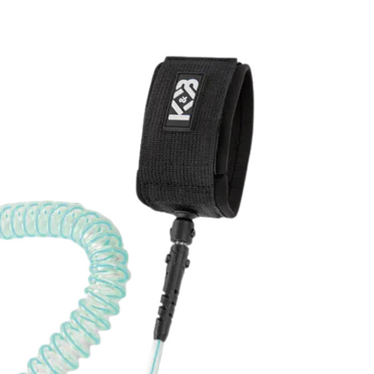 K&B Sport Coiled Paddle Foot Leash - Teal